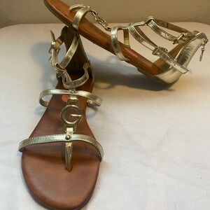 Guess Gold Gladiator Sandals Size 7